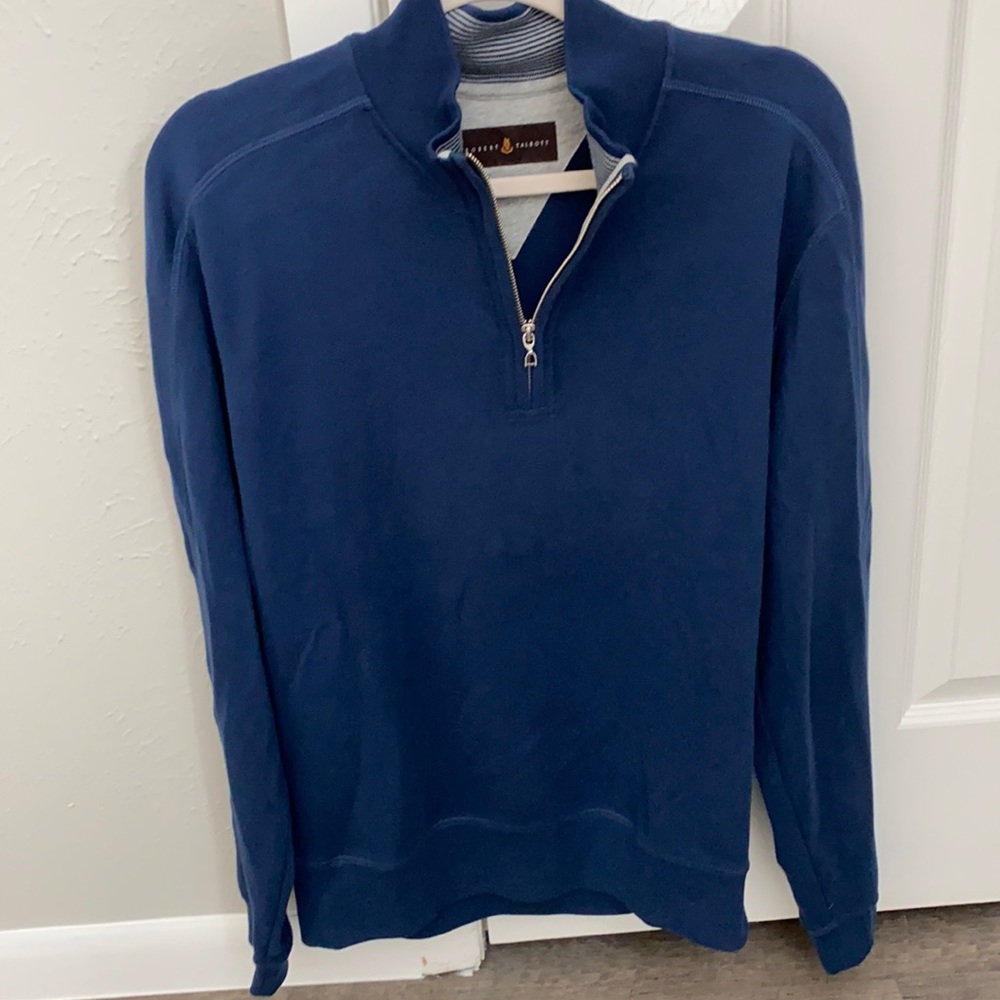 Robert Talbott Quarter Zip Sweater Navy Size M